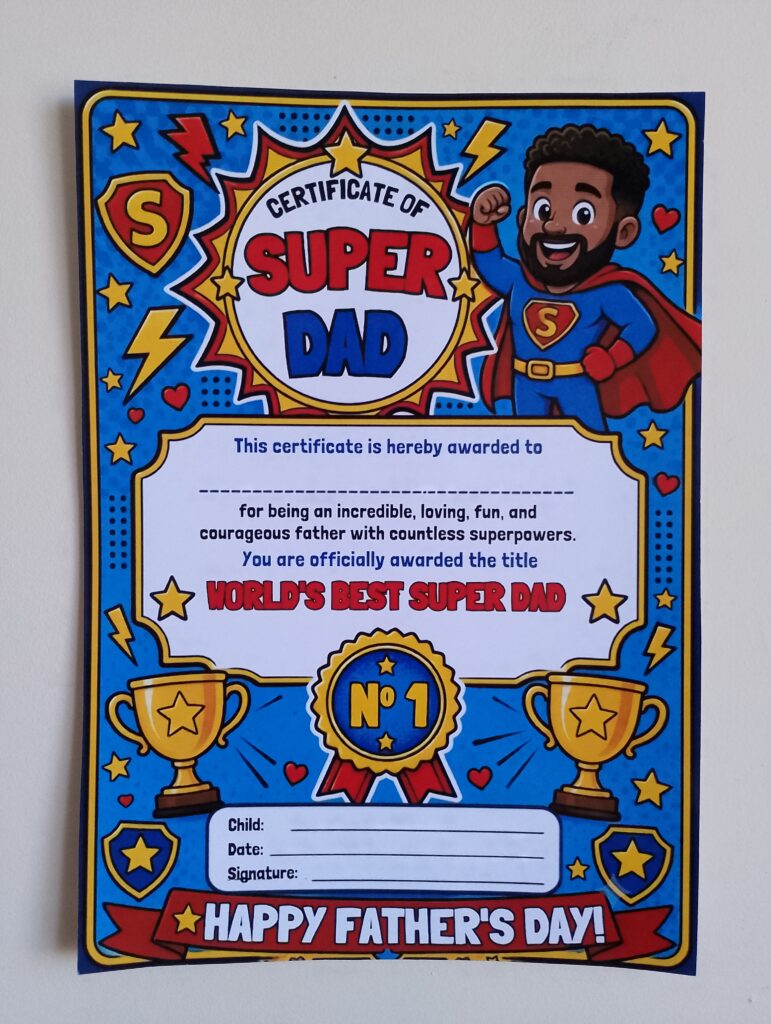 Fathers Day - Super Dad - Certificate