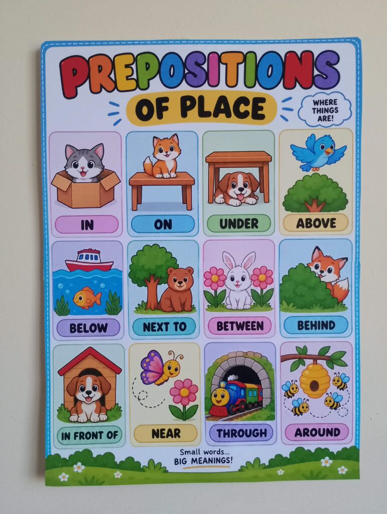 Prepositions of Place – Poster & Activities
